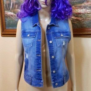 Rewash distressed denim vest size small